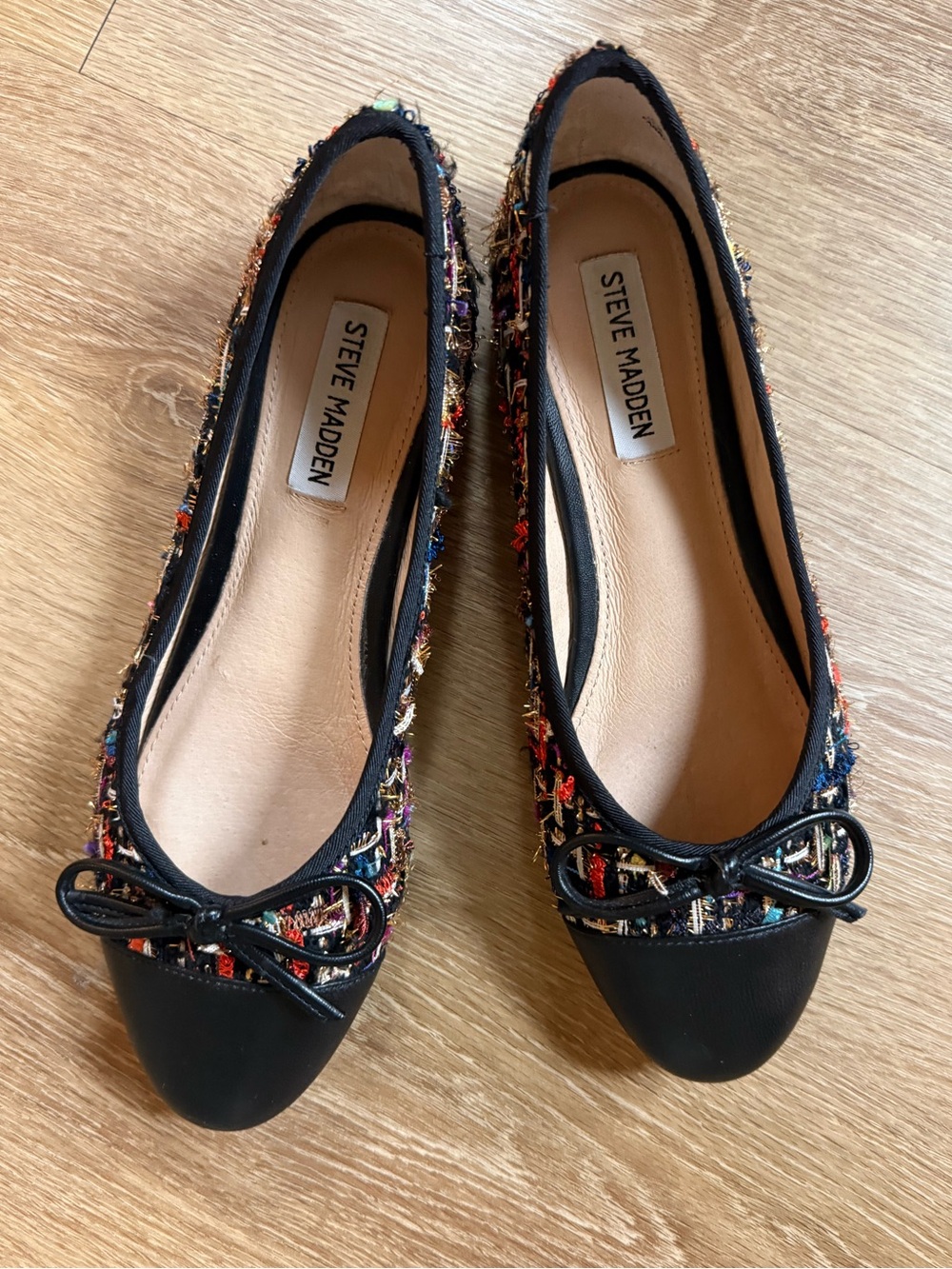 Steve Madden Black Multi Tweed Ballet Flats Size 8